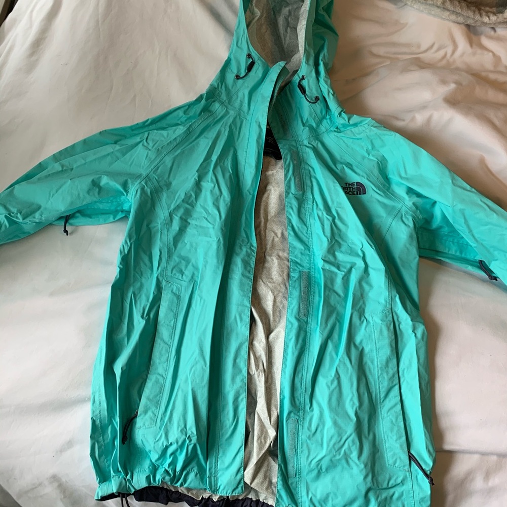 North Face Womens Teal Blue Waterproof Windbreaker